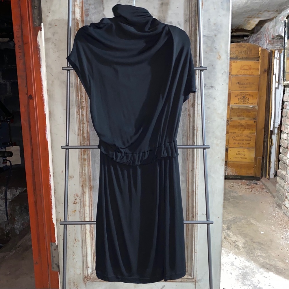 Vionnet Black Cap Sleeve Turtleneck Dress